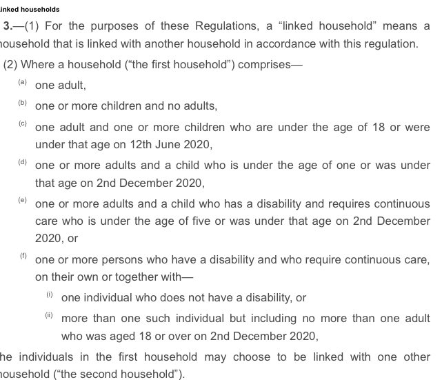 ...In the last set of rules the number of households which could be a ‘linked household’ was significantly increased to include eg households with (only) a child under one AND...