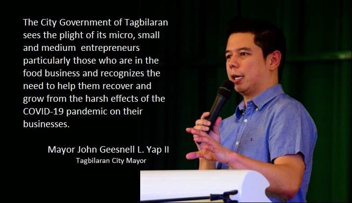 Tagbilaran City Mayor John Geesnell Yap II gave an inspirational message to about 40 online food sellers, mostly women, who attended the virtual launch of Tagbo sa Tagbi Online Food Bazaar on December 15, 2020.