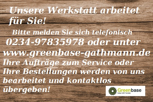 Unser Ladenlokal ist zwar geschlossen, doch wir helfen Ihnen gerne weiter! Unser Abhol-und Bringservice ist für Sie im Einsatz! Ihre vorbestellte Ware wird Ihnen kontaktlos übergeben! Gemeinsam schaffen wir das schon!
Bleiben Sie gesund! greenbase-gathmann.de