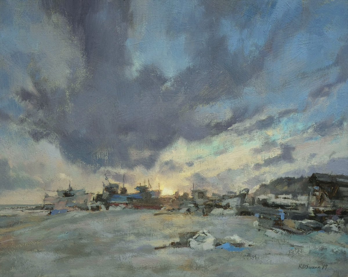 'Sundown, Hastings' by Richard Swann is getting a lot of attention on <a href="/SussexFraming/">SussexFramingCentre</a> window in #Battle. Rightly so we think. Here’s all the info alteregogallery.co.uk/product/sundow…  #Hastings #1066Country