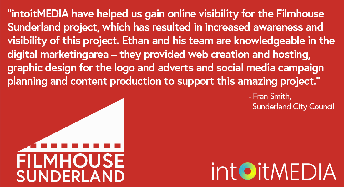 The Filmhouse Sunderland (<a href="/FilmSunderland/">Filmhouse Sunderland</a>) project has been disrupted due to coronavirus this year but for us lots of our work for the team began last year! Including creating the #website, #brand and #logo for the project. We’re really pleased with the feedback from the team.
