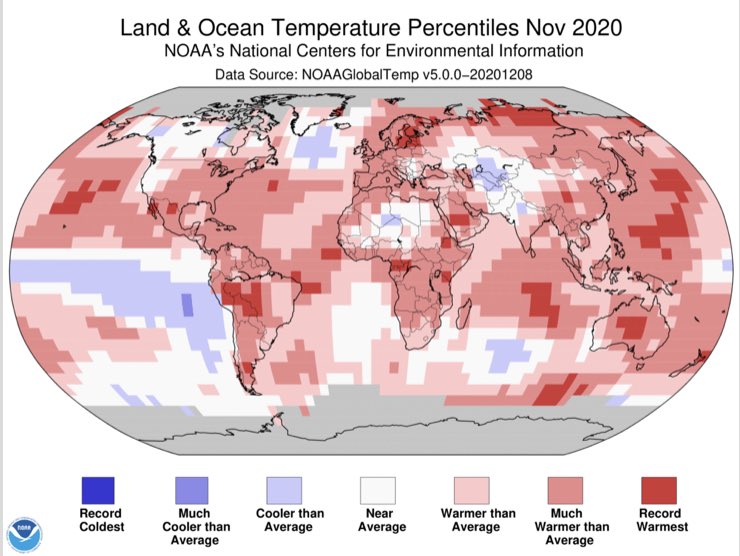 Charlie26682228's tweet photo. November 2020 was the second-warmest November for the globe since record keeping began in 1880 !! 
Read this article to discover more information: https://t.co/ogsWVVAkhh https://t.co/xxrHDD1T8C
