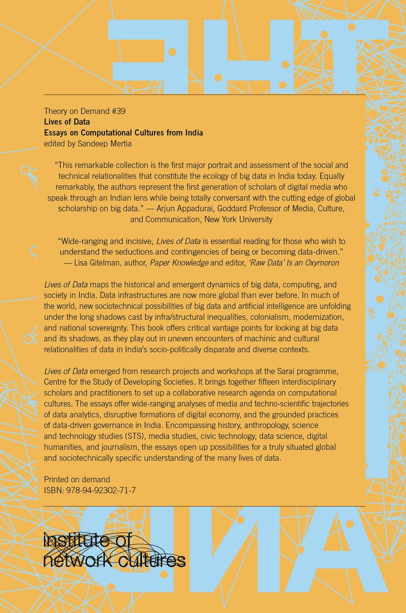 SandeepMertia's tweet image. 📣 #LivesOfData is now live! 🎉
&lt;networkcultures.org/blog/publicati…&gt;
I’m thrilled to announce that the book is now available for download in ePub and PDF formats, and for print-on-demand orders. Please share widely!