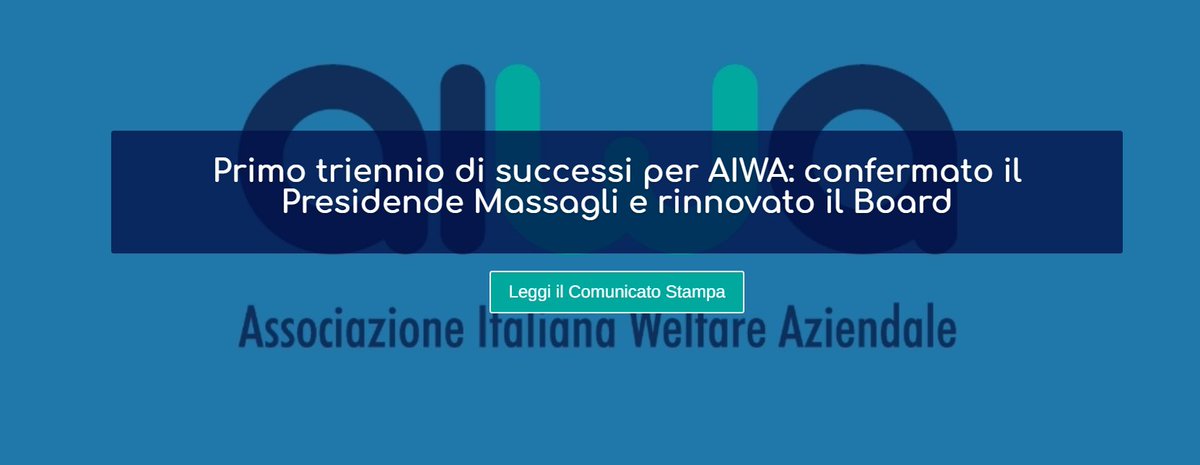 #AIWA rinnova le cariche associative e conferma <a href="/EMassagli/">Emmanuele Massagli</a> alla guida: «Quando è nata non sapevamo se fosse utile al mercato del #welfareaziendale. Tre anni dopo abbiamo certezza che si tratti un modo nuovo, veloce e “fresco” di fare #rappresentanza»

🔎🗞️aiwa.it/2020/12/primo-…