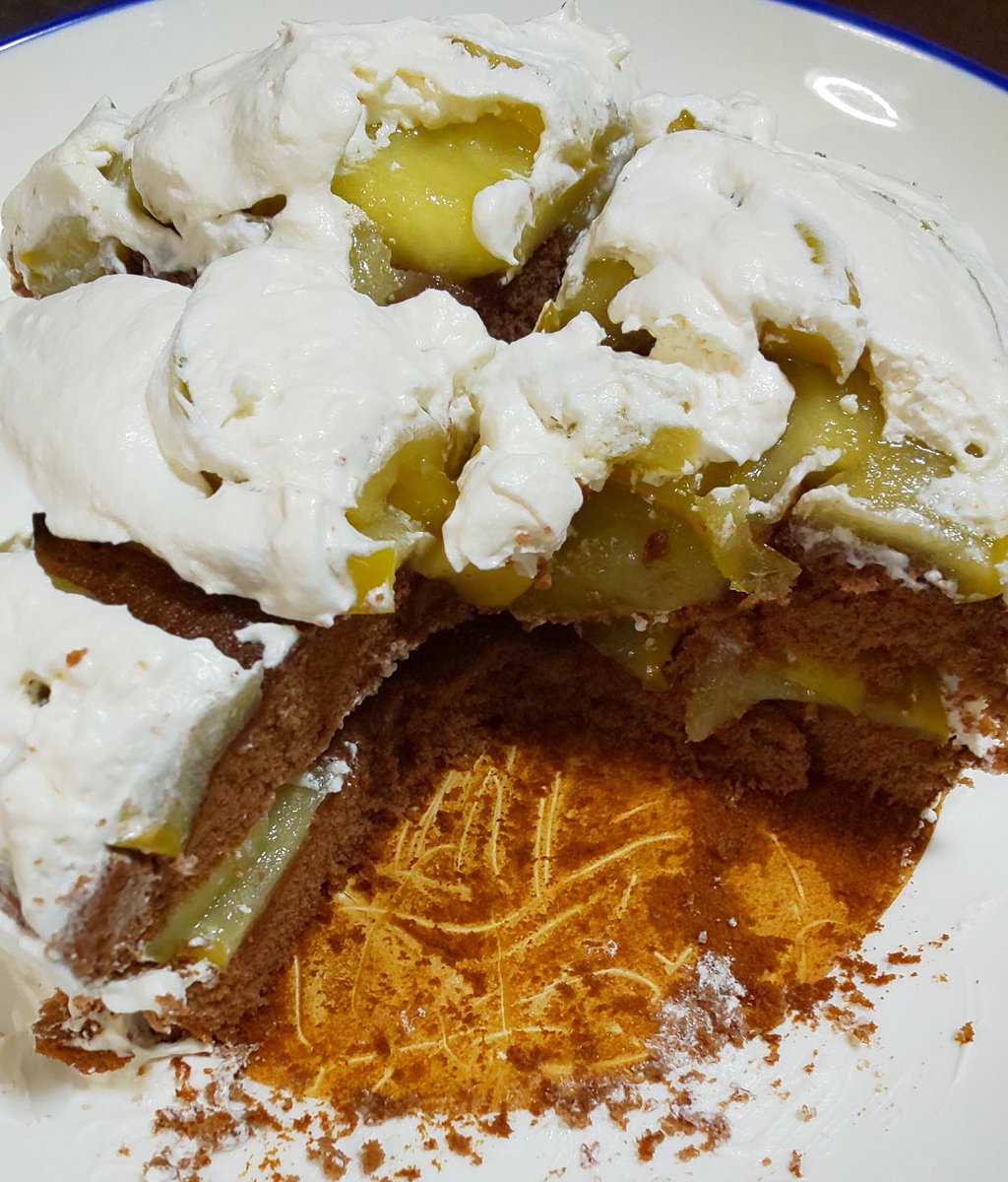 さちぽん 初めてケーキを作ってみました 材料３つだけ 市販のスポンジケーキ 市販のホイップクリーム スライスして焼いたリンゴ 初めてにしては上出来ですな 1 4程食べて 冷蔵庫に入れましたとさ 初めてのケーキ作り 材料は市販 手作り