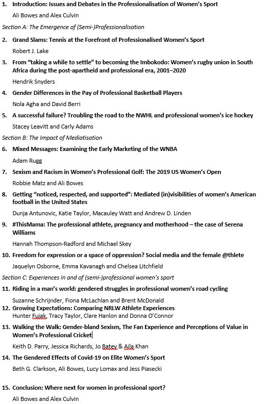 Today, @alexculvin & I submitted the complete manuscript titled The Professionalisation of Women's Sport: Issues and Debates, an edited collection for @HelenJe63185798 @EmeraldGlobal Gender & Sport Series. We have some awesome contributors and we're v excited to see it completed!