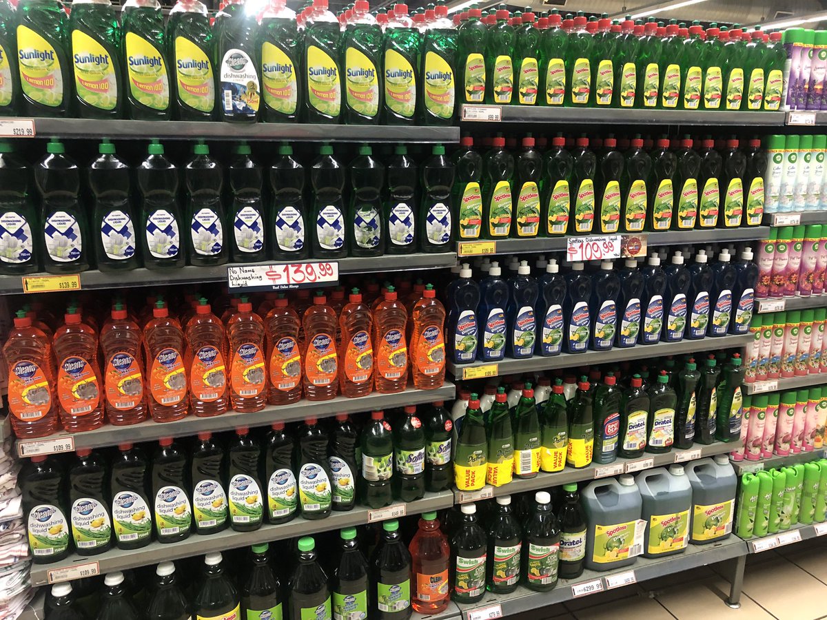 What do you reckon is the percentage of local manufactured products on the shelves in our supermarkets??Not enough yet, but our products definitely not doing too shabbily in the foods and detergents sections