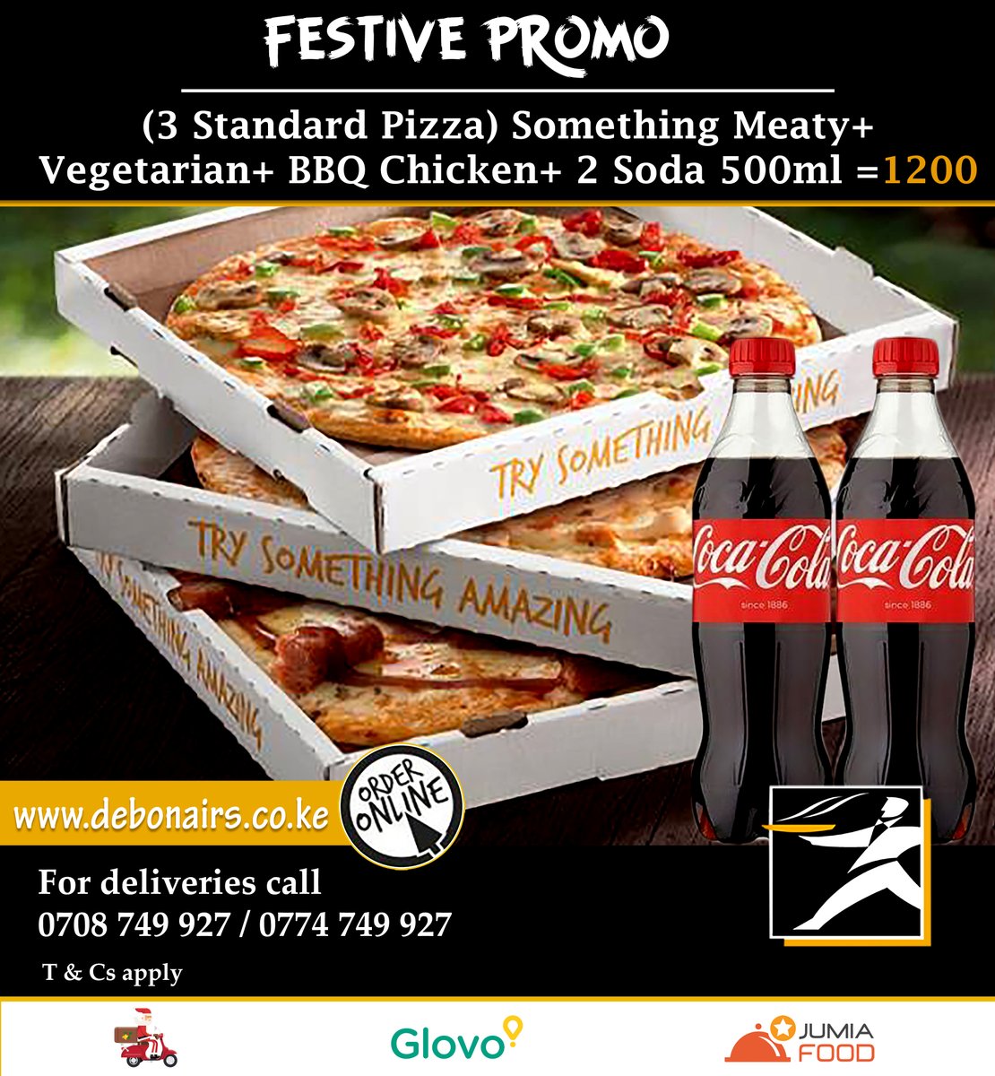 December is here finally!! We have amazing offers for you and your family. It is the month of giving and sharing. Our festive promo is one of its kind. Don't miss out.
Call 0708749927/0774749927 to order or order via Jumia foods or Glovo. Find the posters for more details.