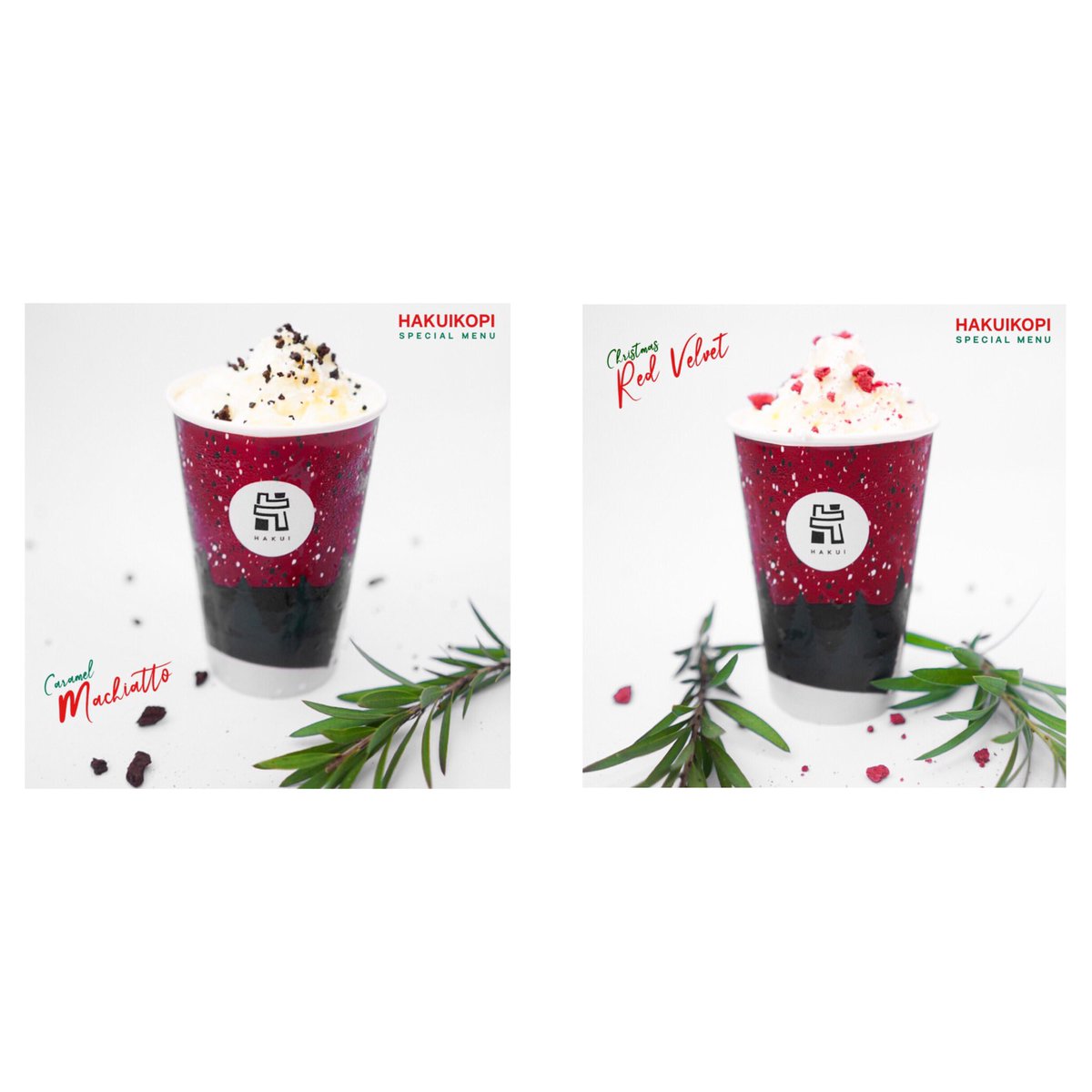 danzo996's tweet photo. Special menu dari hakuikopi di bulan desember ,
Caramel machiatto dan Christmas Red Velvet.

Grab it fast 
only at Hakuikopi 0 Km 
#Christmas #Desember 
#selaludihakui #specialmenu https://t.co/PYvHNPlT3m