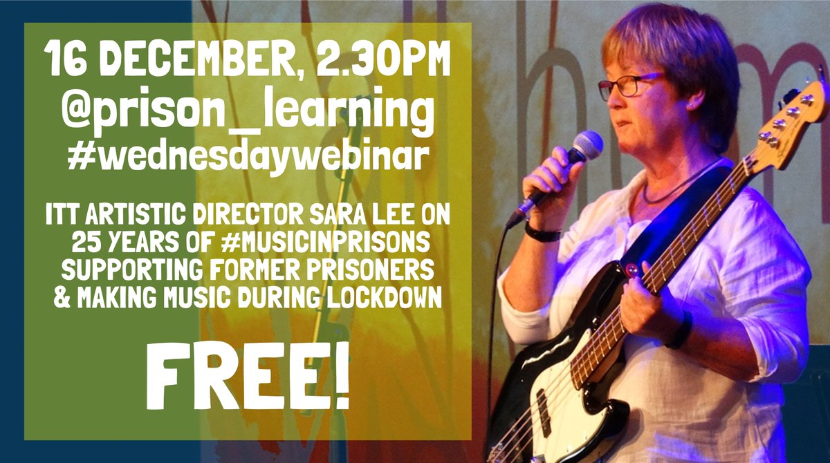 MusicinPrisons's tweet photo. This afternoon our Artistic Director Sara will be hosting 
@Prison_Learning's #WednesdayWebinar - all about #MusicinPrisons, supporting former prisoners &amp; making music during lockdown - it's FREE! 

Book here: https://t.co/Zf2cRyPsJY https://t.co/KPXdfSTBMS
