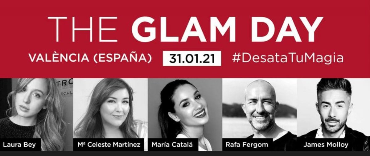 💄 Cita importante para amantes del #MAKEUP: el 31 de enero se celebra en Valencia THE GLAM DAY, con ponencias y masterclasses de Laura Bey, María Catalá (<a href="/bymariacatala/">María Catalá</a>), Mª Celeste Martínez, Rafa Fergom (<a href="/rafafergom/">Rafa Fergom</a>) y James Molloy (<a href="/MAC_James_M/">James Molloy</a>). 

🔗 theglamday.com