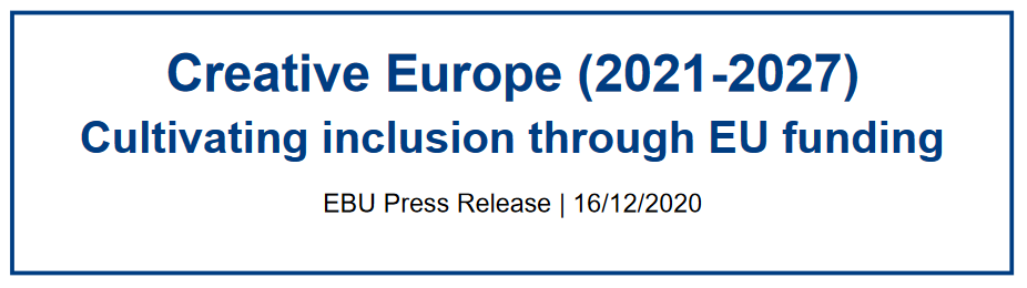 euroblind's tweet photo. Here our press release reacting to the news of a political agreement reached on the Creative Europe Regulation (2021-2027):
https://t.co/og0RP8oxj9 https://t.co/5CHo0BcdCr