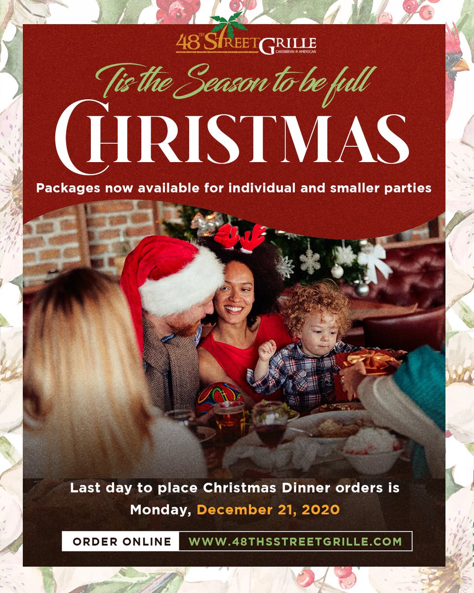 48thstgrille_'s tweet photo. 'Tis Time to #preorder Christmas Dinner! We've got a nice little #giftcard promo to go with it 😃 - https://t.co/XGOlbdvPsW https://t.co/xFQpRu6q9z