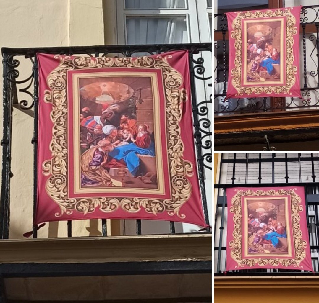 SacramentalM's tweet photo. Ya se van dejando ver por los balcones las colgaduras de la Adoración de los Reyes. https://t.co/z0n5OTu8pj