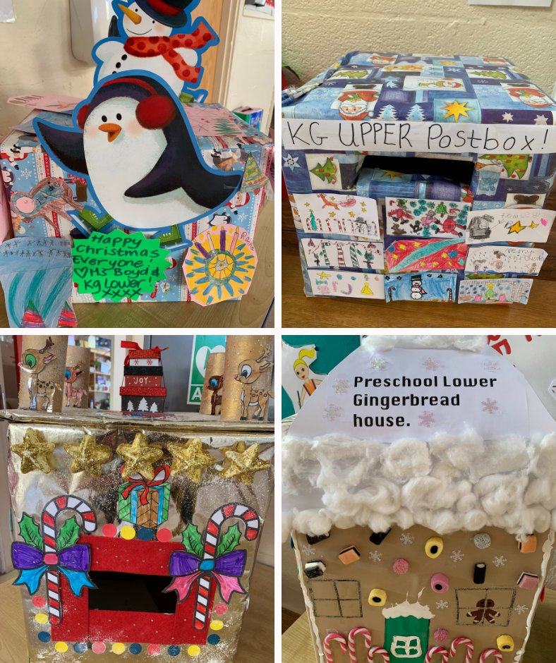 alexcollege's tweet photo. Each of our Junior School classes has worked together to create their Christmas post boxes - and they look fantastic! #ChristmasAtAlex🎄 https://t.co/Dy0QSV8qMP