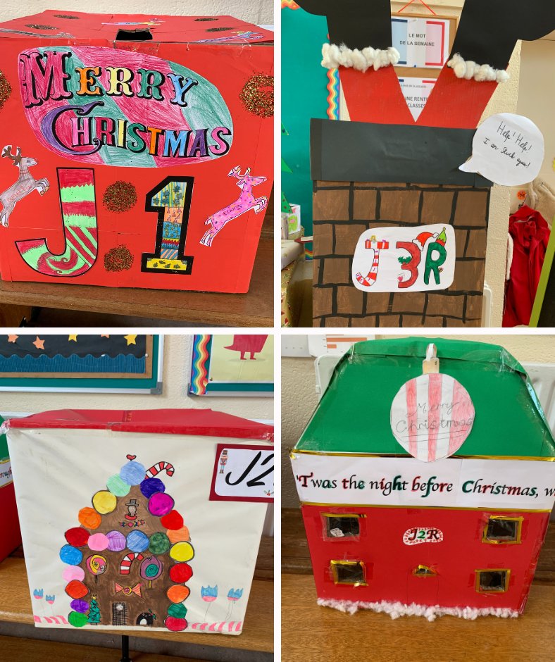 alexcollege's tweet photo. Each of our Junior School classes has worked together to create their Christmas post boxes - and they look fantastic! #ChristmasAtAlex🎄 https://t.co/Dy0QSV8qMP
