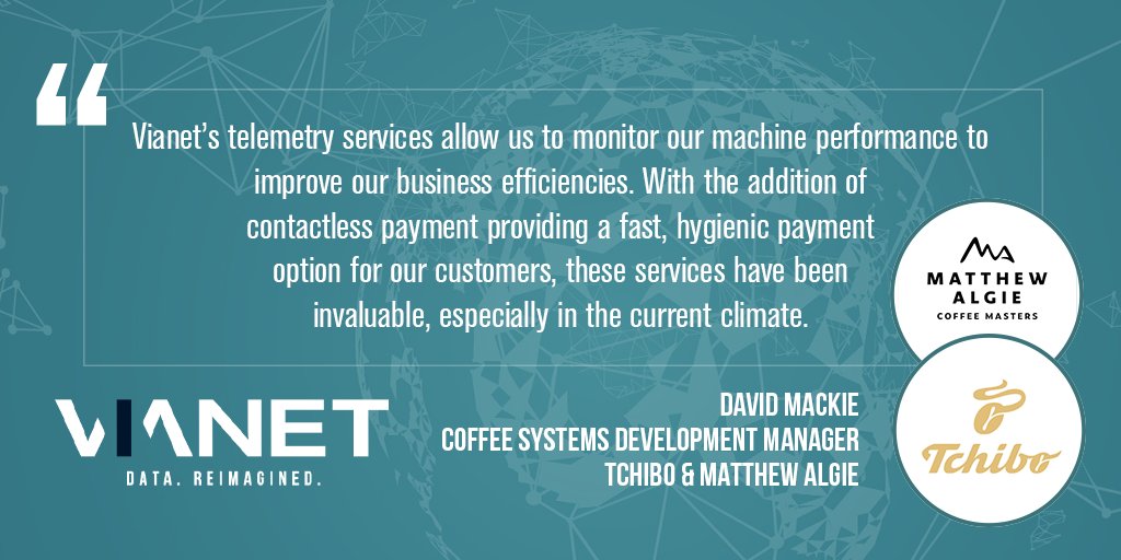VianetGroupPLC's tweet image. During a pandemic, #datainsight is vital for #vendingoperators to optimise their business performance while #contactlesspayment allows them to meet their customers need for a #hygienicpaymentmethod.
Thank you, @David Mackie at Tchibo &amp;amp; Matthew Algie for this great feedback.