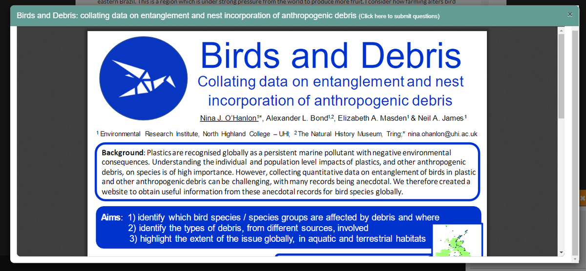 Birds Debris If You Are At Bes This Week Check Out Our Poster Summarising The Anecdotal Reports Of Entanglement Nest Incorporation Of Anthropogenic Debris By Birds Submitted So