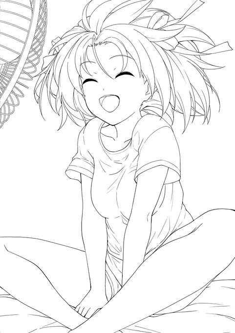 今日の配信で描くハルヒさん。 