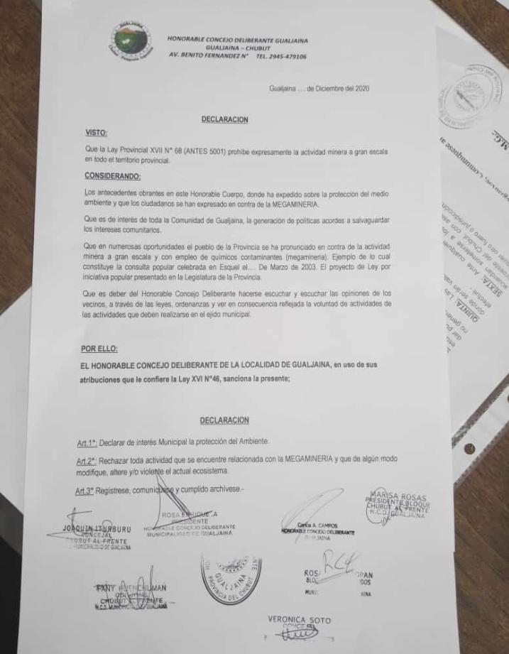 NGualjaina's tweet photo. Un logro del pueblo de Gualjaina que solicito al HCD esta Ordenanza
@NoalaminaEsquel @NoAsamblea @Ch_NoMegaminera @noalaminaok @nan_px https://t.co/ESbq5JHKXA