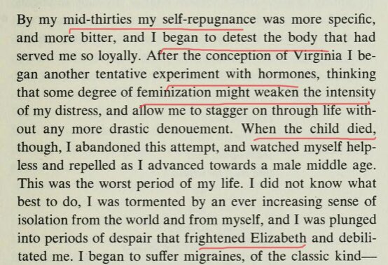Following the loss of a daughter he begins to experiment with hormones. His wife would have been dealing with this bereavement as well. He’s “despairing” This, we are told, was the worse period of his life. Something tells me it wasn’t a barrel of laughs for Elizabeth either.