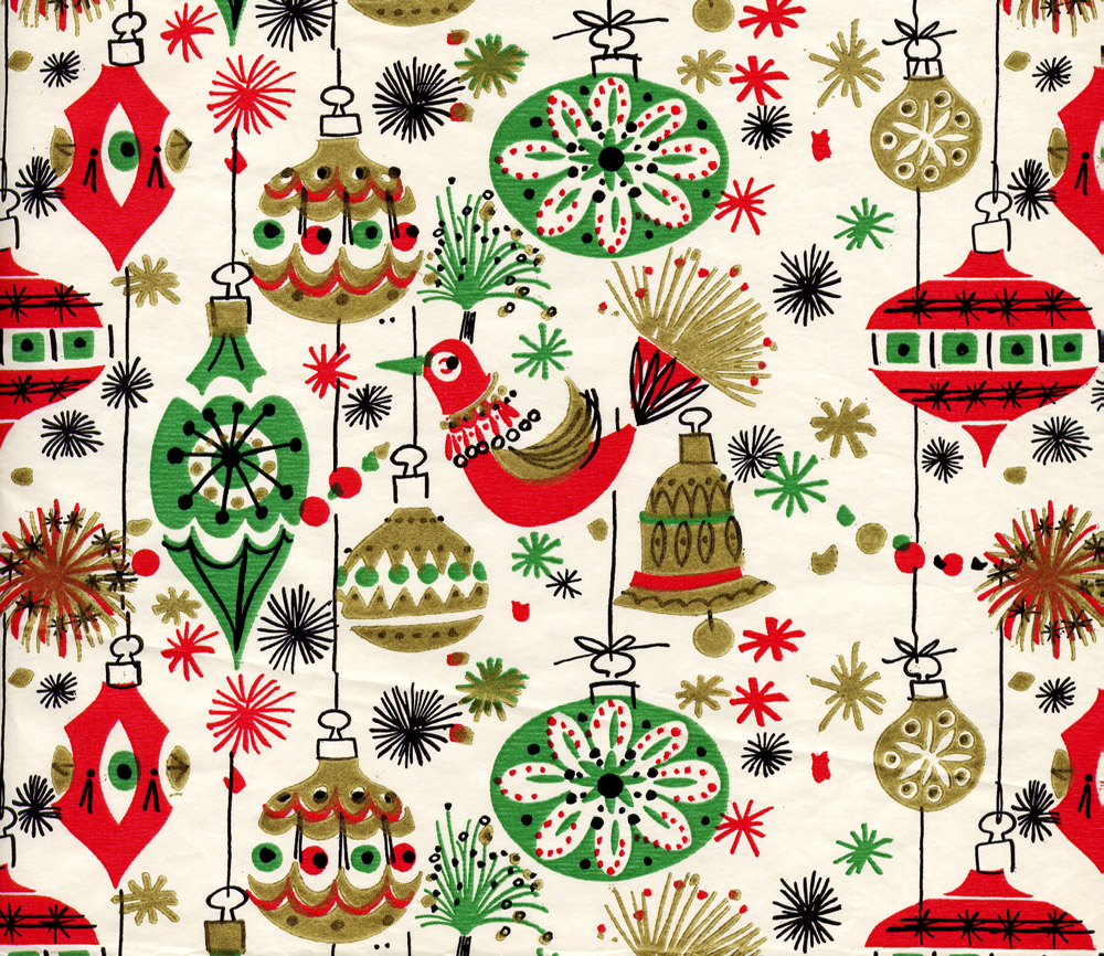 Ward Jenkins on X: Vintage Christmas wrapping paper - more fun ornaments.  Gotta admit, ornaments are a good theme to go with for a pattern.  #wardsmorguefile  / X