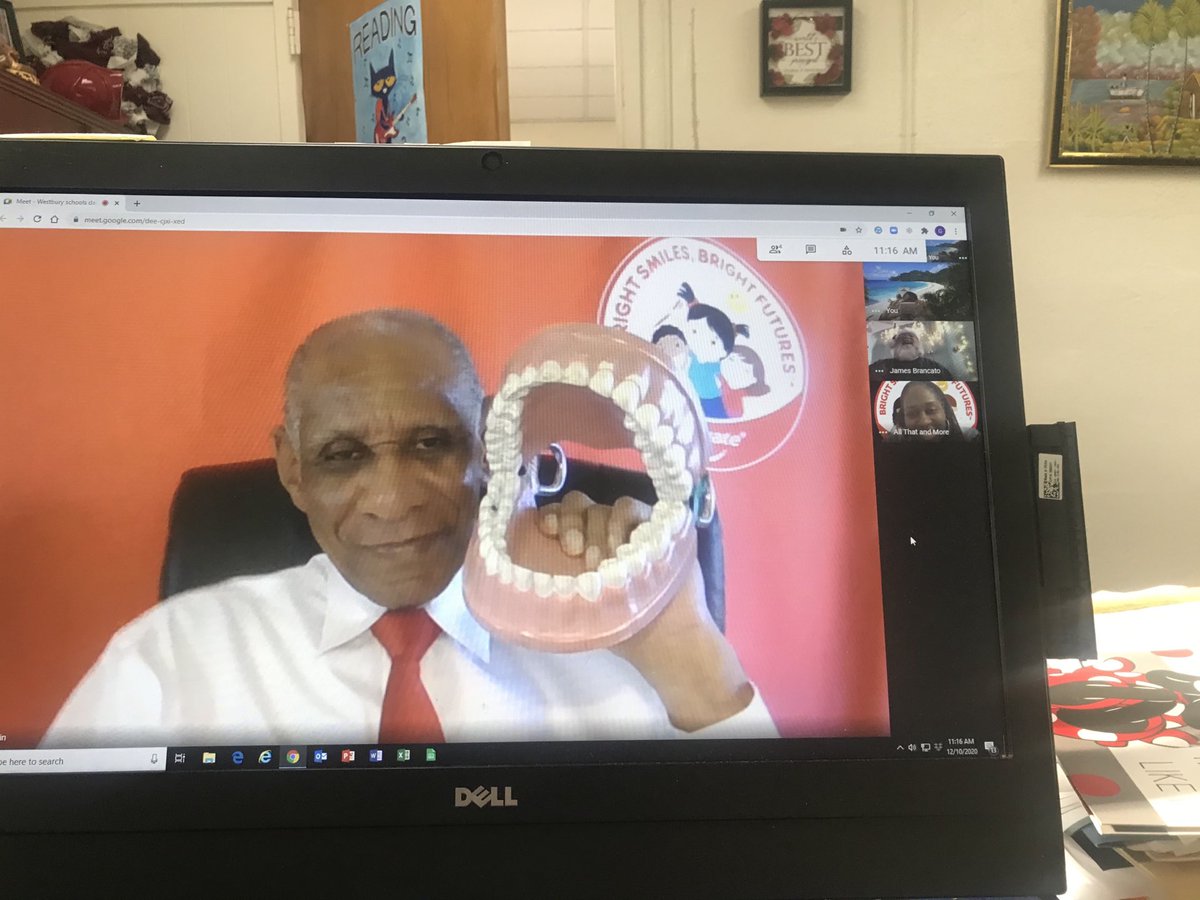 DrydenStreet's tweet image. Dryden Street School in Westbury had virtual Colgate Dental Van presentations. Dr. Martin, Ms. Johnson, and Santa Brancato taught the children how to maintain oral health.#Colgatebrightsmiles #lilinksinc