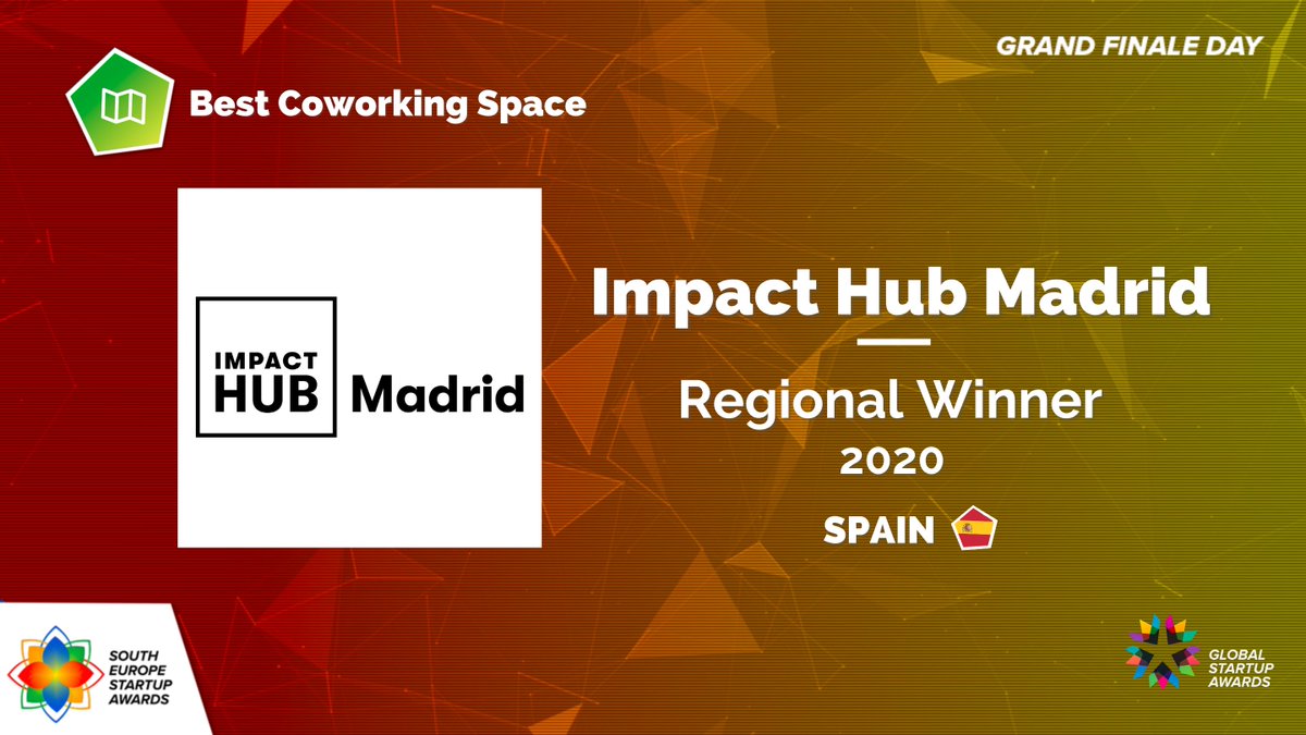 AND THE WINNER OF BEST COWORKING SPACE IS… <a href="/ImpactHubMAD/">Impact Hub Madrid</a> from Spain 🎉

A big round of applause for our #SESA2020 winner and a Global Finalist 2021 in #GSA 😍👏