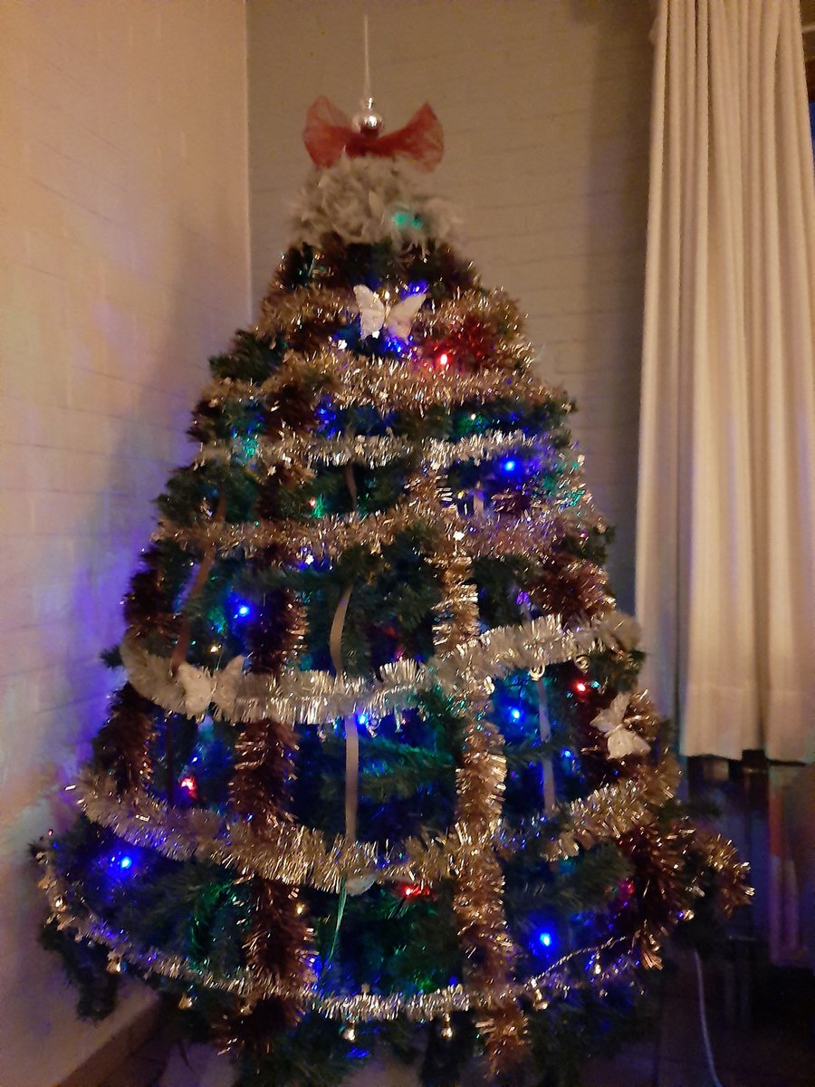 Ik heb dit jaar mijn kerstboom versierd met veel slingers, want 2020 trok toch op geen bal ...