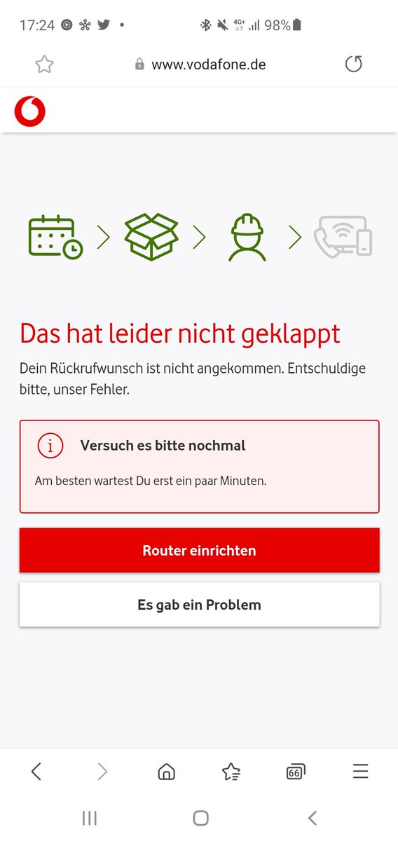 hirte81's tweet photo. @vodafoneservice @vodafone_de i am really fucked ip a technican should show up today to set up my DSL. I waited since beginning of November for. Nobody showed up between the secured time 12 am till 5 pm. And now I am not able to get a service recall. I'm customer since 15 years. https://t.co/dv0I8krFhd
