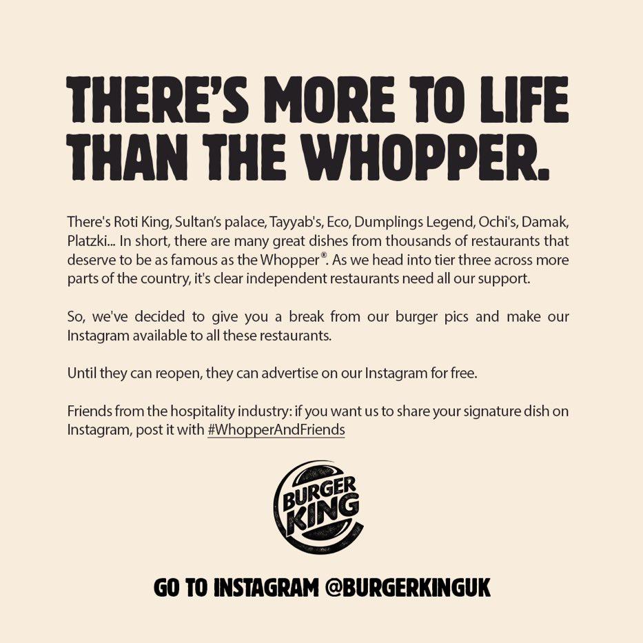 KayanaBusiness's tweet photo. Very pleased to see @BurgerKingUK's campaign supporting independents. There are over 15,000 restaurants in London alone, giving us a vibrant hospitality sector and a reputation as a global culinary hub.

Make sure to support #londonhospitality- together we're stronger. https://t.co/Wj5lZuKJ2h