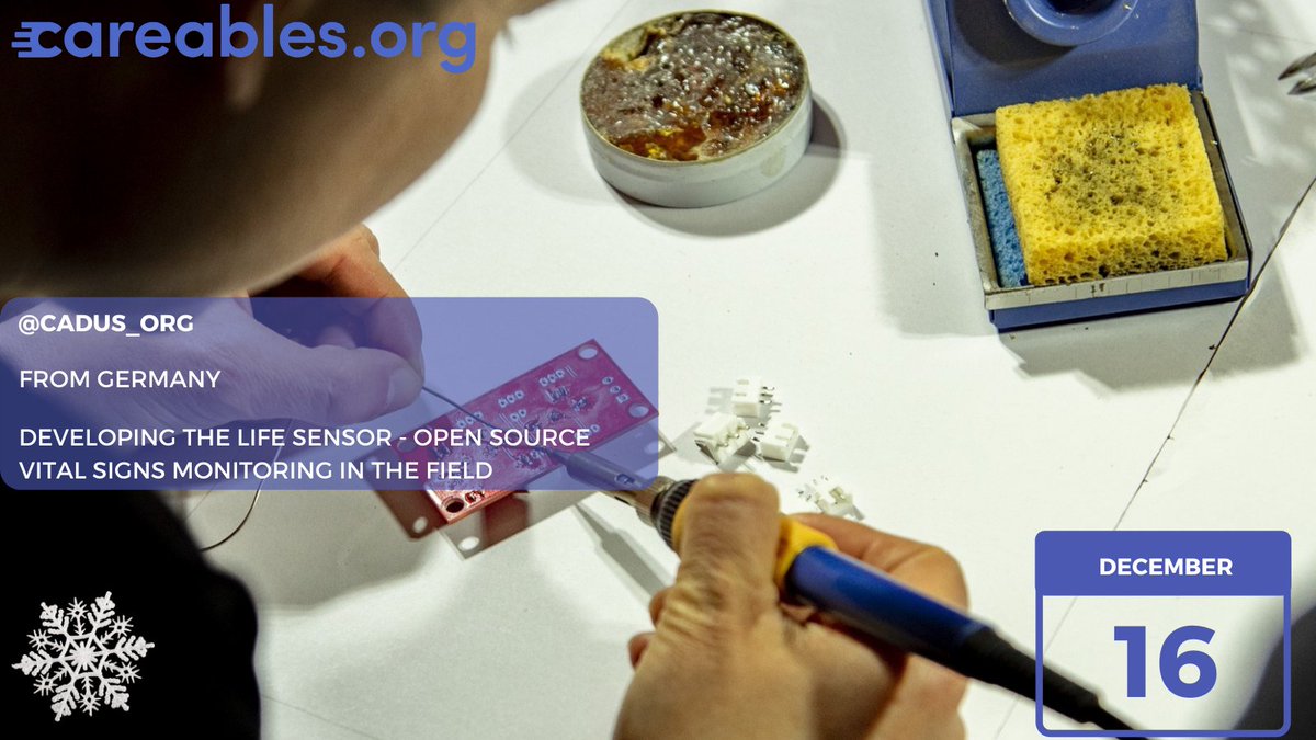 CareablesOrg's tweet photo. Today is Day 16 of #31daysofcareables we feature @cadus_org / @cadus_intl
We love them for developing the Life Sensor. An #opensource low cost device for monitoring vital signs. Perfect for the field as it can easily be repaired independently
ā¤ļøš¤
#careablesĀ #assistivetech https://t.co/F5JeFOYNLV