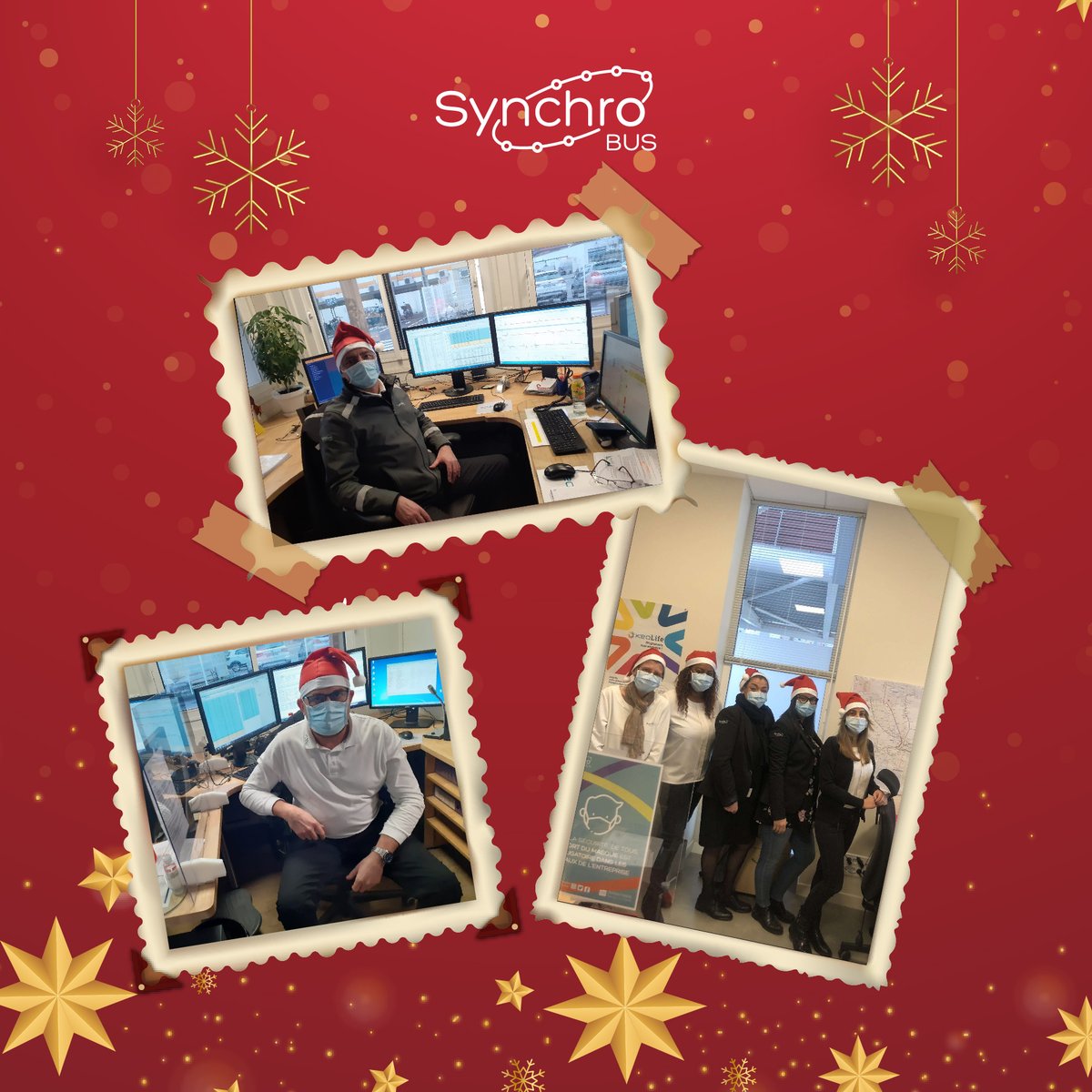 SynchroMobilite's tweet photo. Les équipes #SynchroBUS se préparent pour Noël... 🎄🎅🏻
Bonnes fêtes de fin d'année ! ❤ https://t.co/3FqyGcMv8w