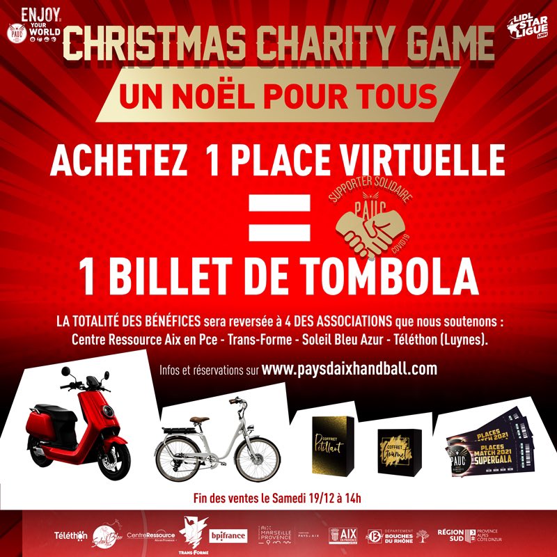 ➡️ Achetez vos billets au profit d’associations caritatives avant samedi 14h ! 🎄🎁

#EnjoyYourPauc #ALL4PAUC #PAUC #aixmaville #regionsud #lidlstarligue #handball #sport #solidarité #noel