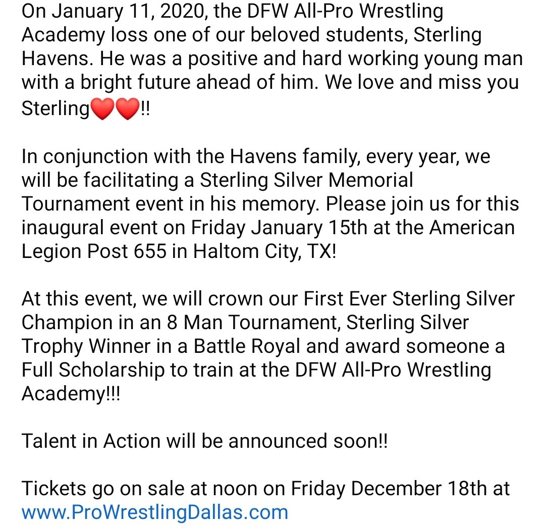 DFW_ALL_PRO's tweet image. Our first event of 2021 is our most important event!

The first ever Sterling Silver Memorial Tournament will be held Friday January 18th at the American Legion Post 655 in Haltom City.