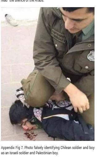 Disinformation CampaignThis photo went viral when it was claimed to be of an Israeli soldier crushing the neck of a Palestinian boy, w/intent to draw parallel b/w Palestinians and George Floyd.Its an image of a Chilean soldier with his knee on a boy's neck. In Chile.