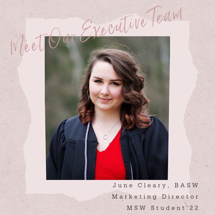 su_justice_club's tweet photo. Last up for our executive team spotlight is our Marketing Director, June Cleary! @junebugcleary is a recent BASW grad and a current MSW student. She currently works as a match support specialist at Big Brothers Big Sisters of Washington County. #SWFRJ #SUSocialWork  (1/2) https://t.co/x6JbxLiVUx