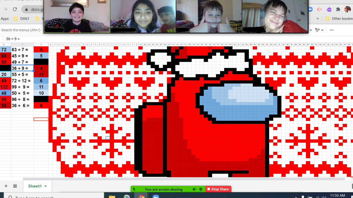 CISLegendary's tweet photo. Our #OnlineKnights LOVE virtual collaboration time practicing multiplication and division facts!
#relatecreateinnovate #myohioclassroom #myvirtualclassroom #KingsStrong #VirtualMathMysteryPicReveal https://t.co/AAFc7rfIQF