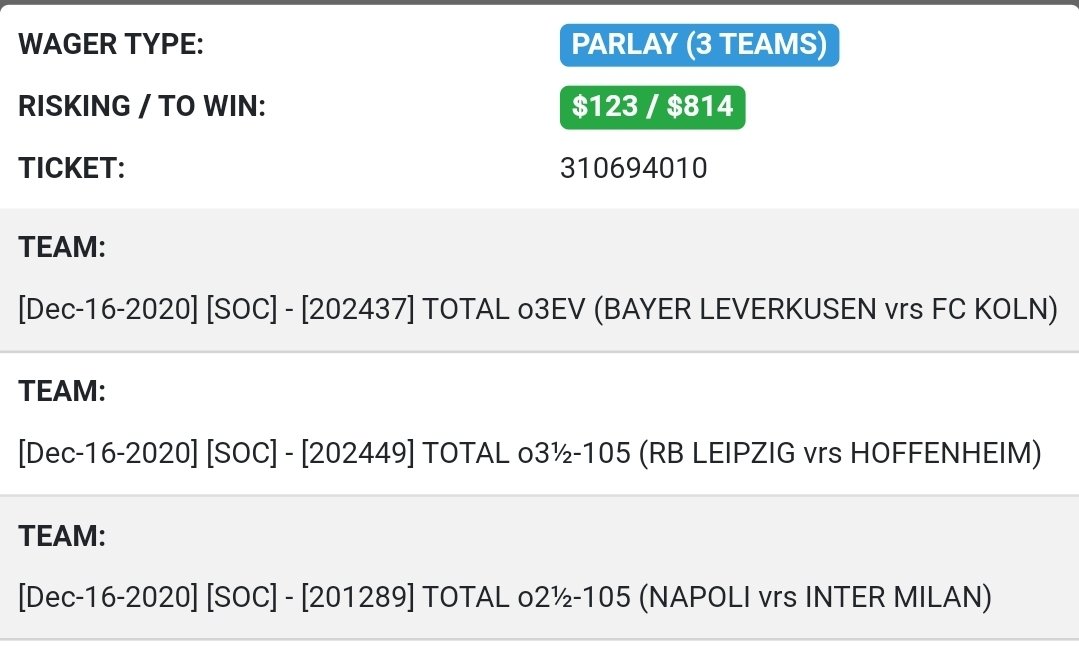 Sharp_Stacks's tweet image. #Soccer over parlay of the day today.
Let's cheer for goals! Try to buy down to 3 on the #Leipzig match if you wanna play it safe. #gamblingtwitter #picks #bets #parlays #goals #overs #football #Futbol #footy #InterNapoli #Leverkusen
