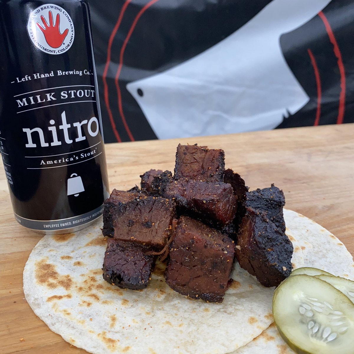 Everyone’s favorite Burnt Ends are on the menu today. Paired here with an @lefthandbrewing Nitro Milk Stout. #burntends #meatcandy #bbq