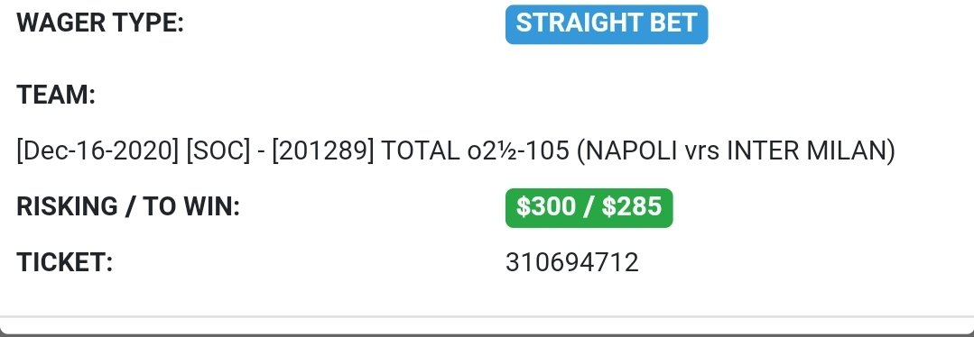 Sharp_Stacks's tweet image. Single over bet. #InterNapoli
I think Inter underperforming in the #UCL has driven this down. Too much talent to not produce at least 3 goals in this game IMO. Crazier things have happened though.
#soccer #football #Futbol #gamblingtwitter #picks #bets #overs