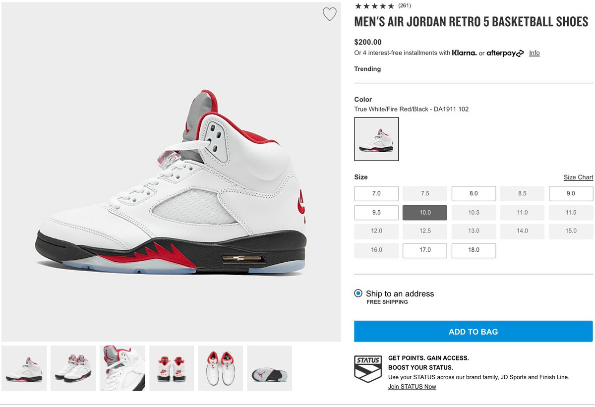 fire red 5s finish line