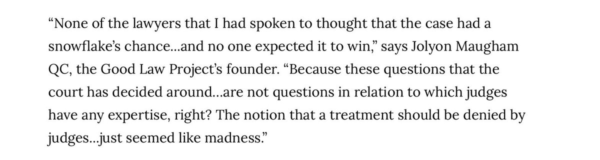 A UK journalist published this statement from a QC, without any context or critique. Judges in England make many decisions about medical treatment (including withdrawal of life support, blood transfusions, abortion, sterilisation) for children and adults who lack mental capacity  https://twitter.com/rubyjll/status/1338857111279681536