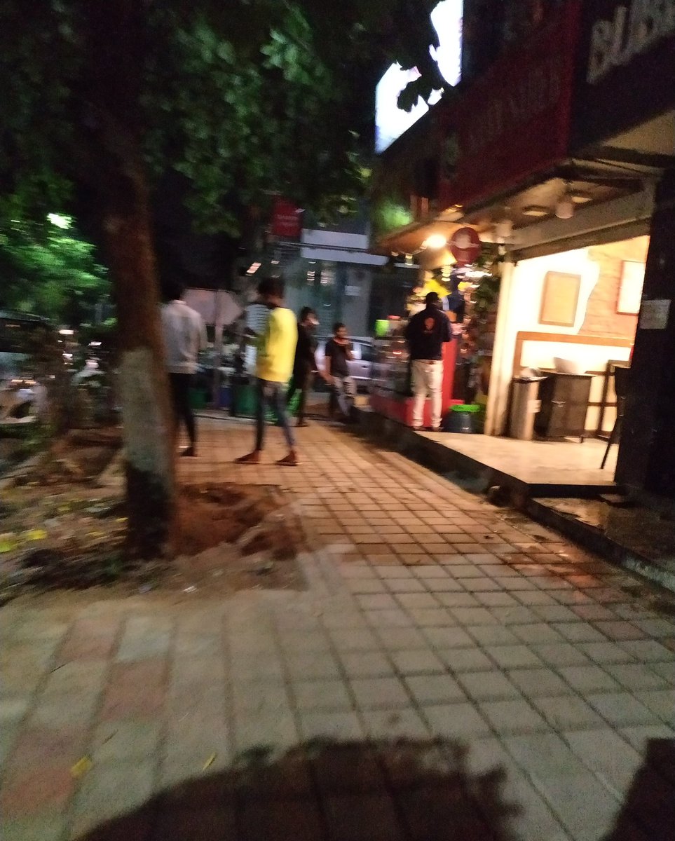 saaksheem's tweet photo. @BBMPCOMM A beautified road, all plants missing and a shop encroaching footpath and dirtying it. 4th t block. Jayanagar. Dustbins placed on path. https://t.co/HNldnWrKRI