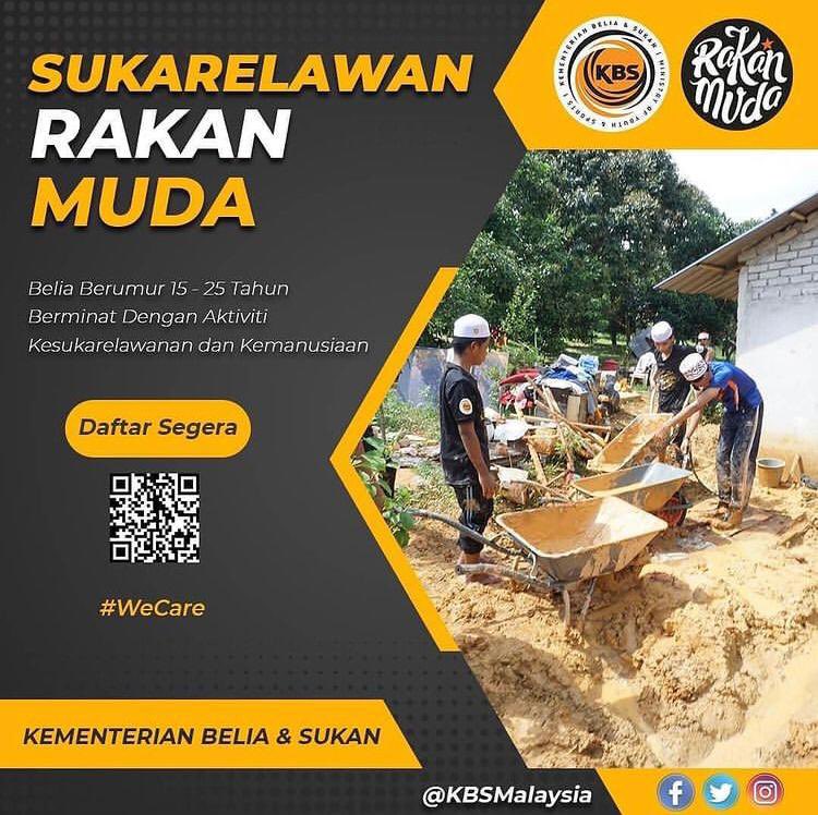 Azhani_H's tweet photo. Pendaftaran Sukarelawan Rakan Muda! 💪🏻

💥 Anda berusia 15-25 tahun? 
💥 Berminat dengan aktiviti kesukarelawanan?

Klik pada pautan yang disertakan untuk menjadi sebahagian daripada Sukarelawan Rakan Muda.

https://t.co/tRQrddOjlz

#kamiprihatin
#wecare https://t.co/ceJHGXR2lf