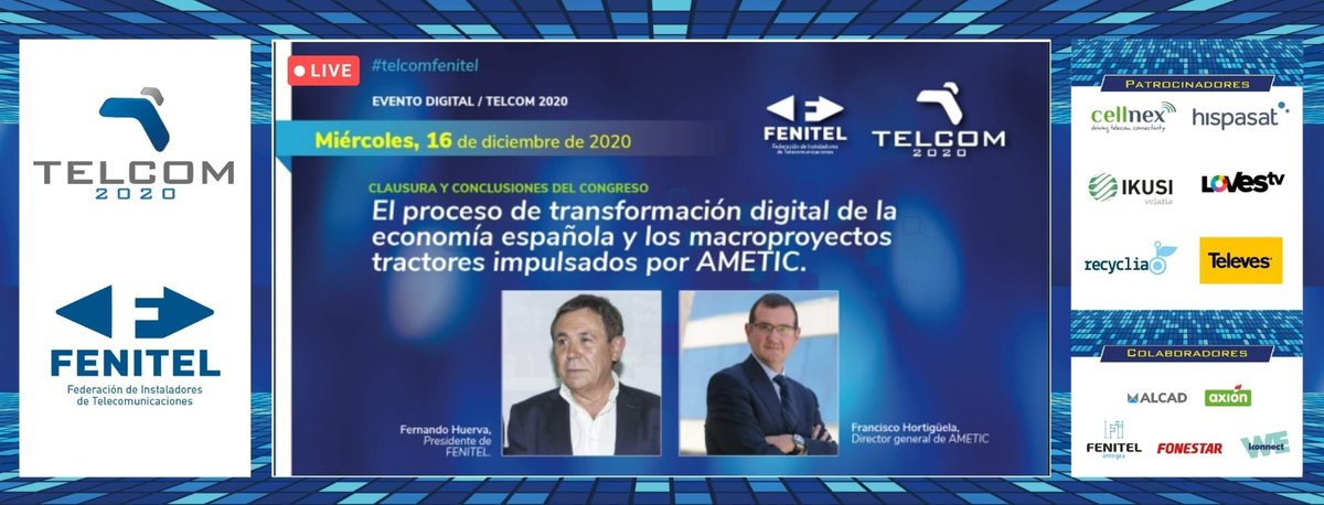 FENITEL_ES's tweet photo. Y a toda velocidad llegamos a la clausura de #Telcom2020 #telcomfenitel el Congreso del Sector de las Telecomunicaciones 

#TransformacionDigital @FENITEL_ES #instaladores®️ #integradoresdigitales https://t.co/BtMmvyTx7U