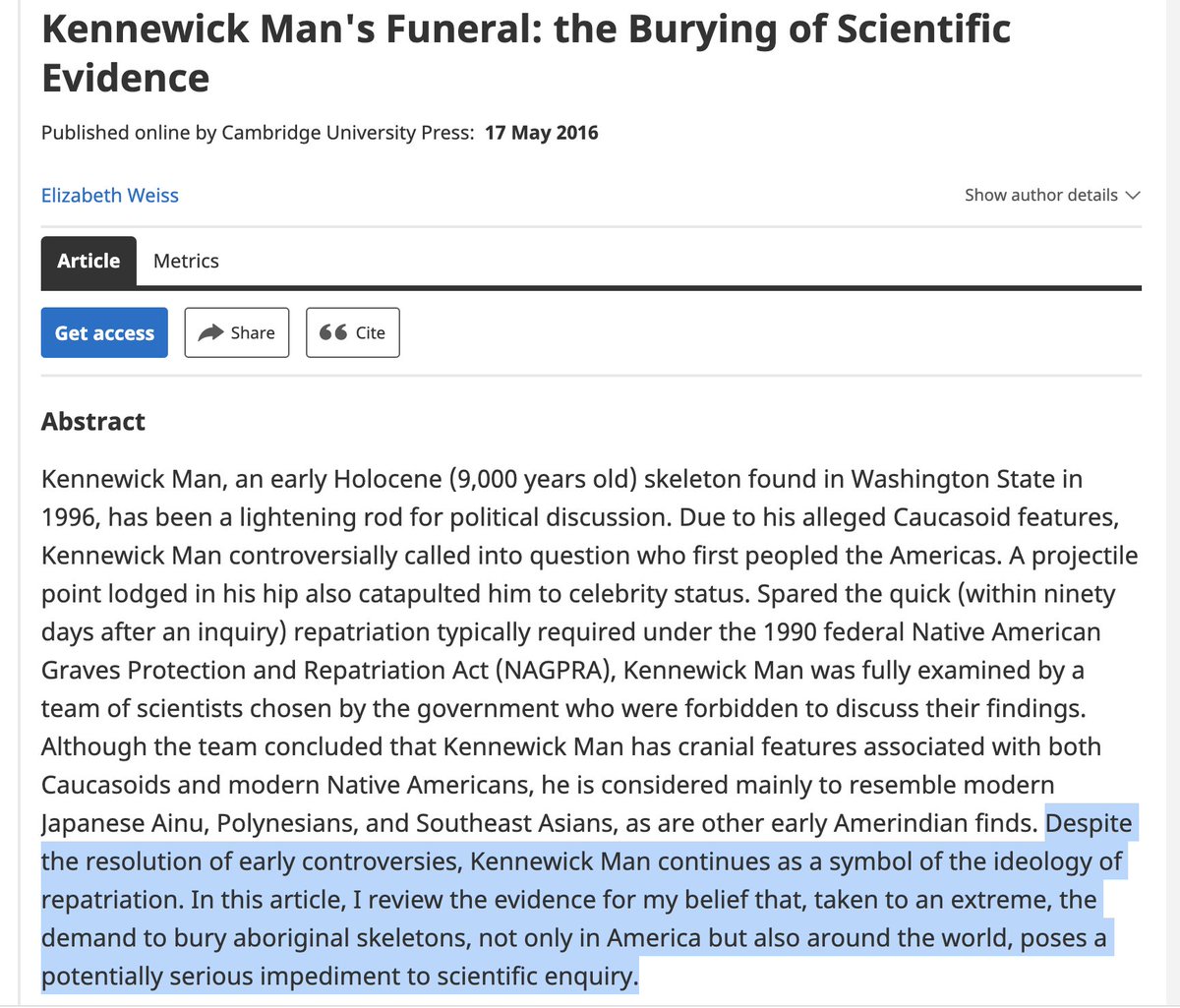 Weiss began publishing on "repatriation ideology" in 2001. Again, this is not new for them-- Weiss, at least, has acted within the academic anthropology community for decades and has clearly been vocal about her disdain for NAGPRA and Indigenous people for that entire time.