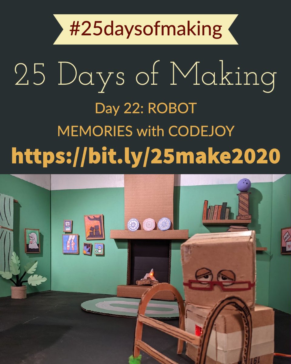 aaronmaureredu's tweet photo. 2020 Edition #25daysofmaking Day 22: ROBOT MEMORIES with CODEJOY https://t.co/fJM6rVEu3P
@CodeJoyEdu, @KelseyConnects @mgchilbert
#makered #makerspace #CSforAll #stemed #stemeducation #iaedchat https://t.co/w30Xz3KxKH