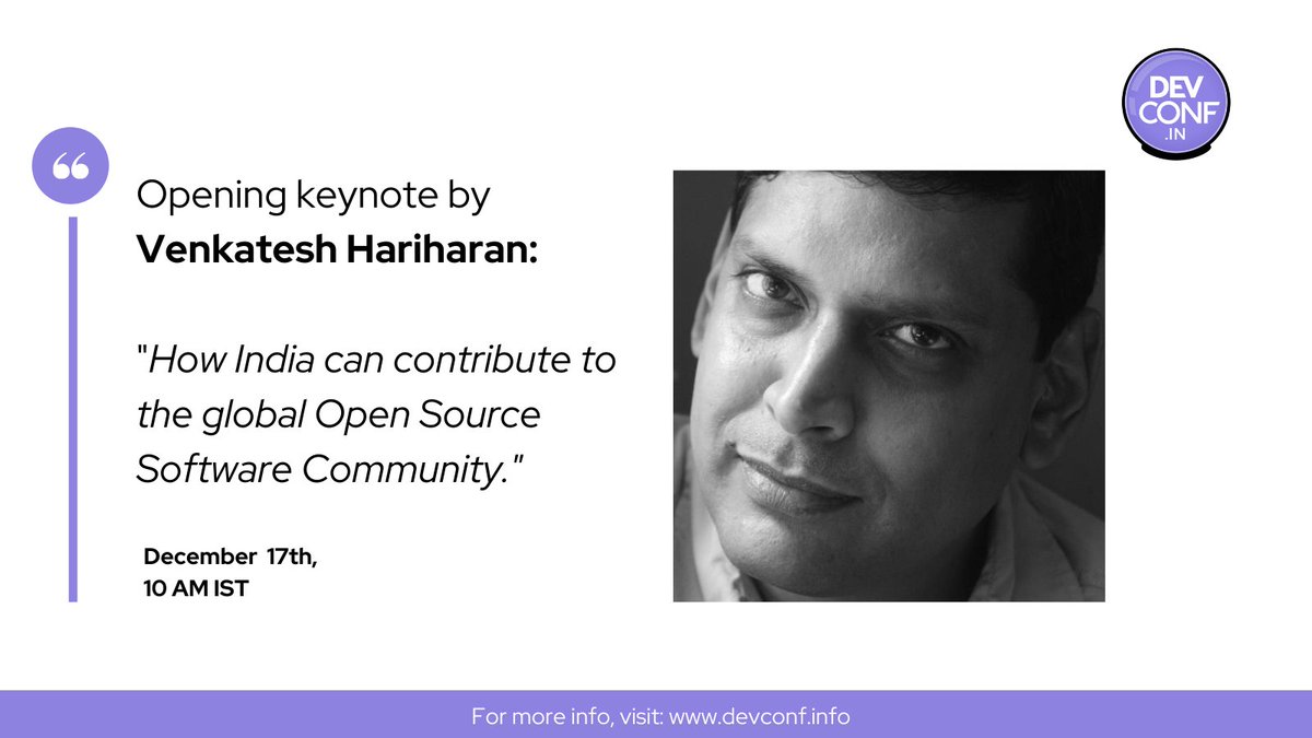 devconf_in's tweet photo. 🎉https://t.co/9ouEX5RfiQ welcomes our keynote speaker @VenkyHariharan for this year! Join us tomorrow virtually at 10 am IST. 

This is a open source community conference and the registration is free. :-D

Hurry and register now: https://t.co/mYeVV7dRQq

#defineFUTURE #devconf https://t.co/8vrGsD5Vy2