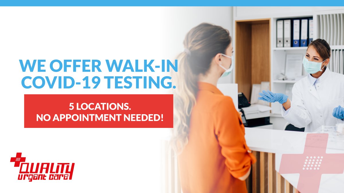 QualityCare_TX's tweet image. Get COVID-19 testing at all 5 of our urgent care clinics by simply walking in! No appointment necessary. ecs.page.link/6bjoK
...
#WalkInTesting #WalkInCOVIDTesting #COVID19Testing #COVID19Test #COVID19RapidTest #AntigenTest #AntibodyTest #CornavirusTest #SanAntonio #Schertz